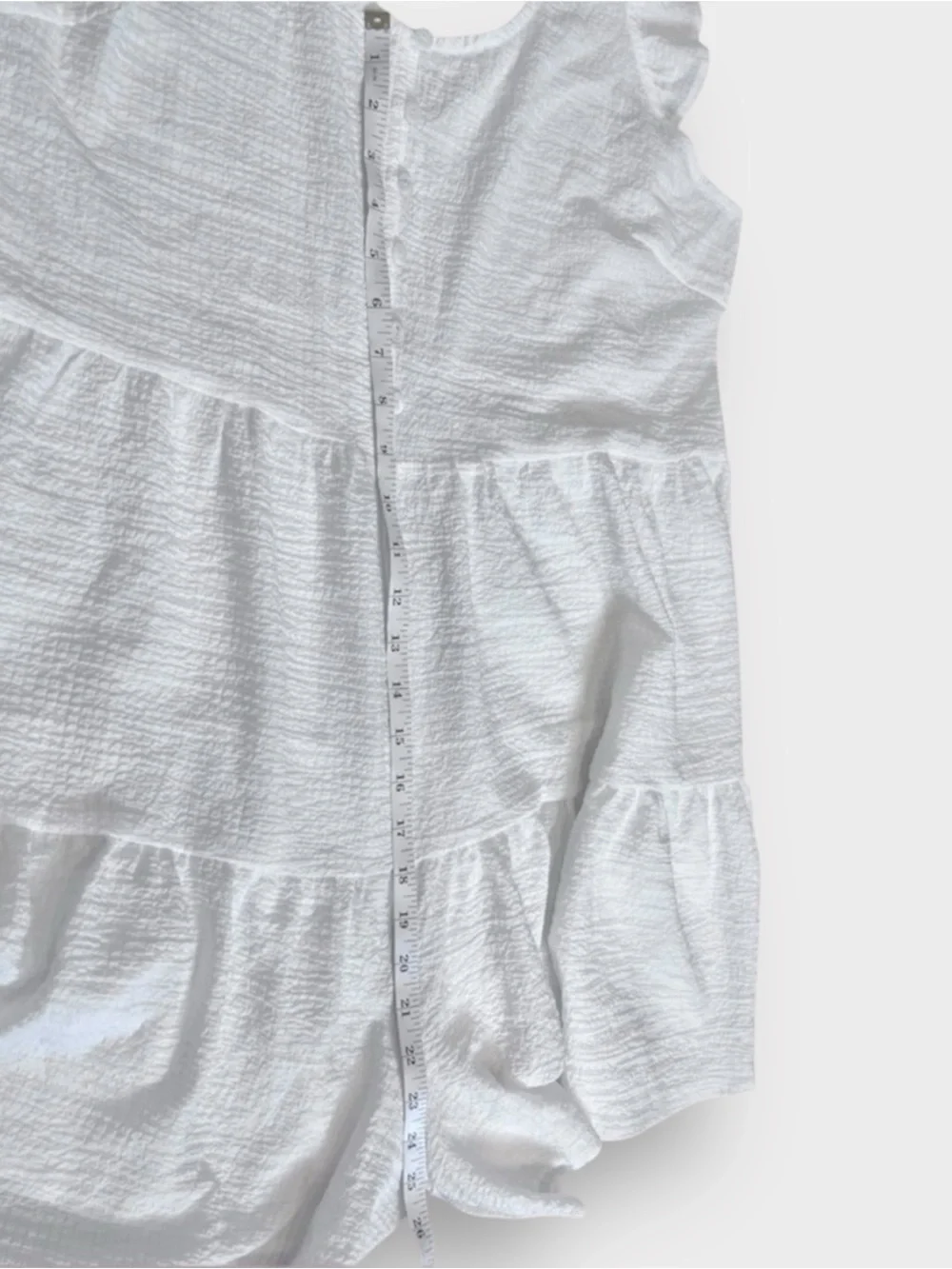 White Gauze Romper Dress Tiered Mini Flutter Sleeve Built In Shorts XL XXL 0X